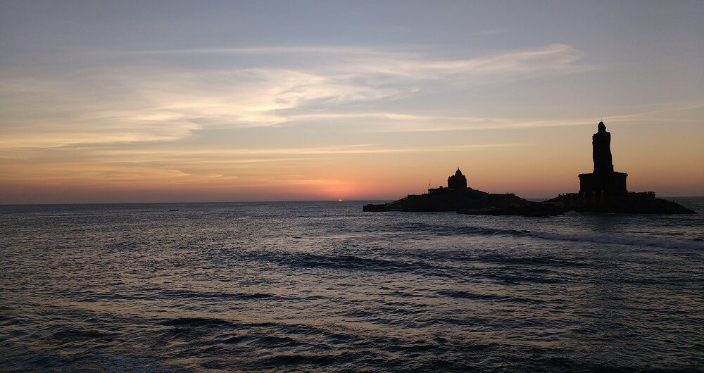 Kanyakumari sunset view from beach